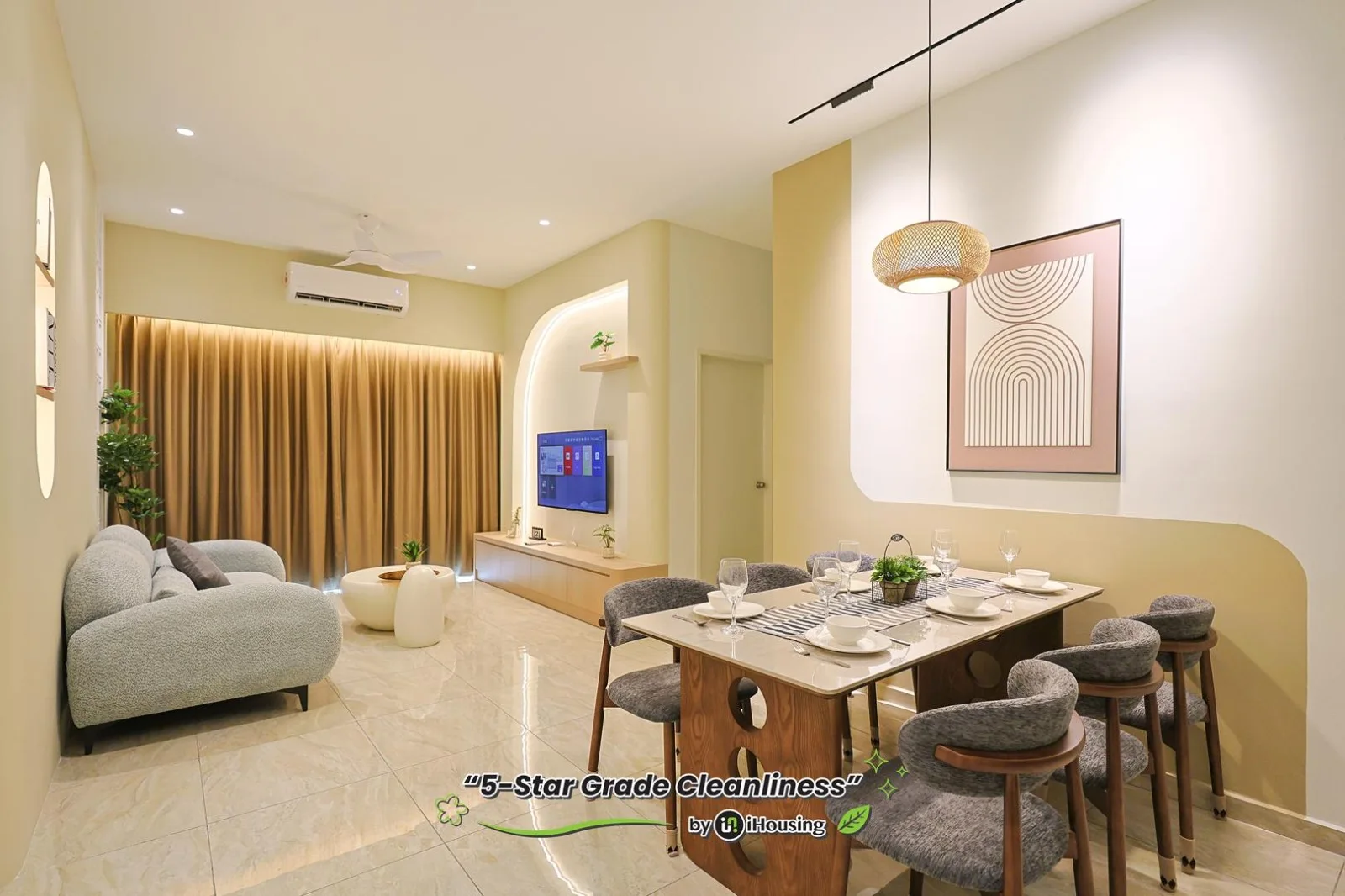A warm living and dining room from the iHousing interior collection
